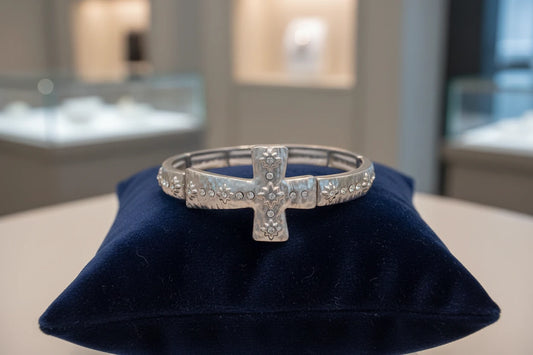 Silver Cross Stretch Bracelet