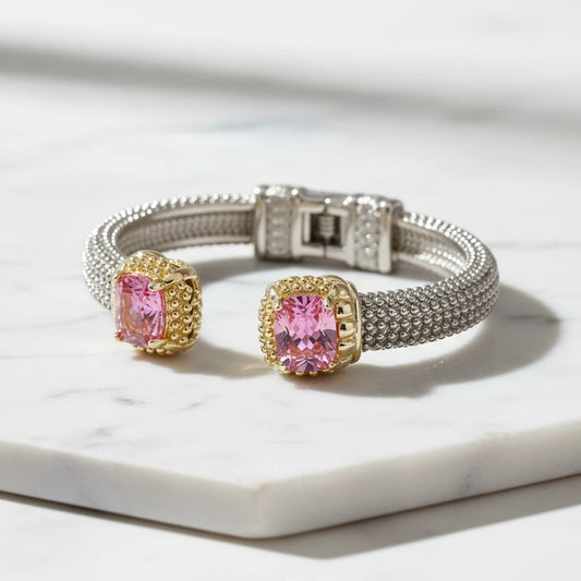 Cubic Zirconia Pink Stone Bangle