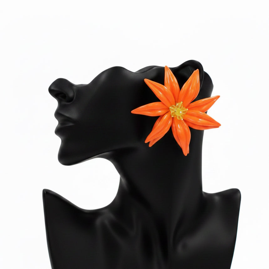 Orange Flower Earrings