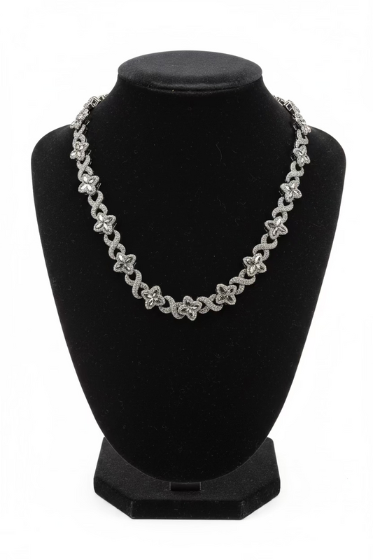 Black Stone Clover Charm Cuban Necklace