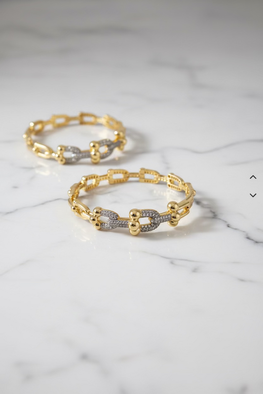 18K Gold-Plated U Shape Link Bracelet Bangle