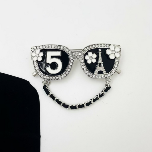 Black Silver No. 5 Sunglasses Brooch