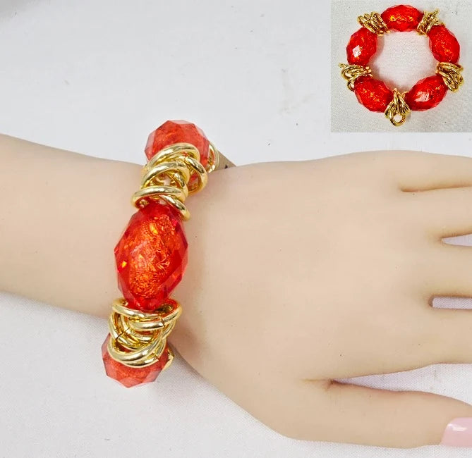 Faceted Beaded Stretch Bracelet