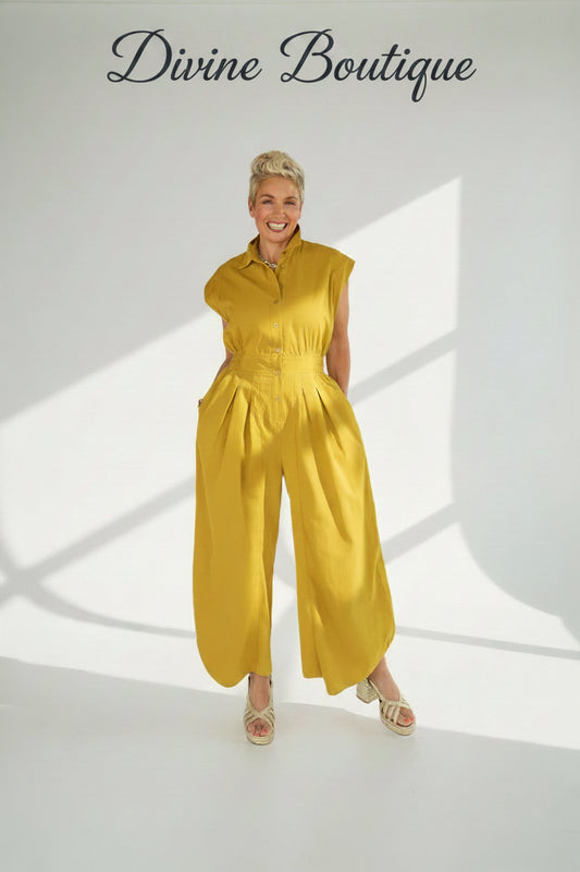 Summer Romper Wide Leg, Mustard