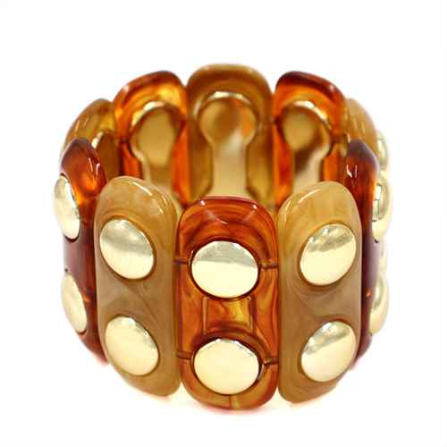 Brown Stretch Bracelet with Gold