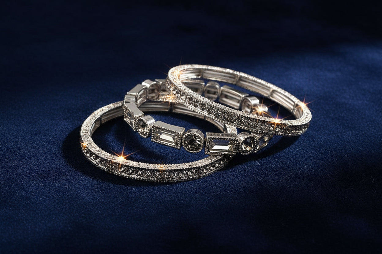 Silver Stretch Bracelet Set