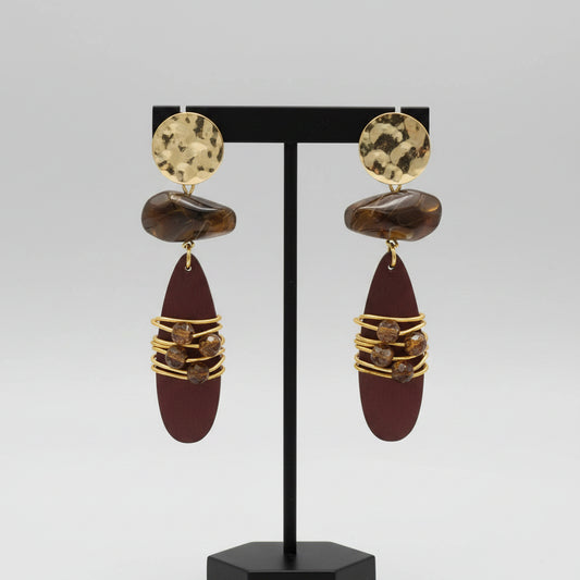 BOHO FASHION EARRINGS, BROWN