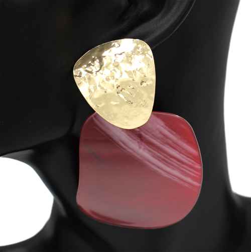 GOLD RED ACRYLIC EARRINGS