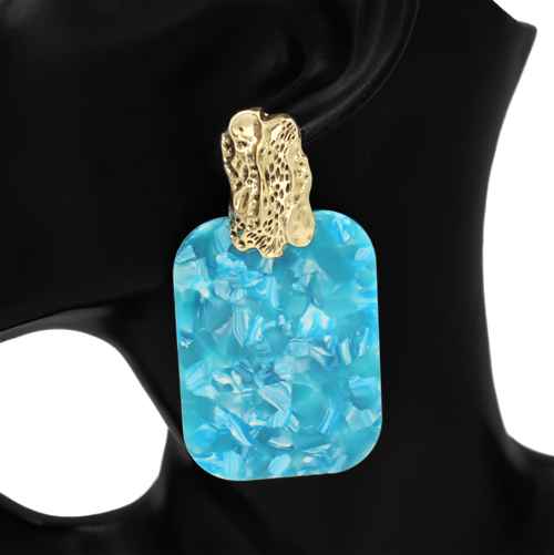 Bold Blue Square Earrings