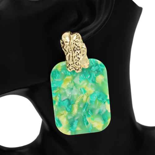 Bold Green Square Earrings
