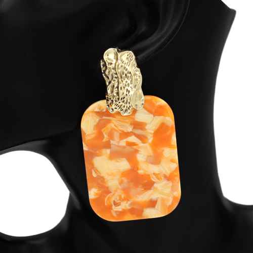 Bold Orange Square Earrings