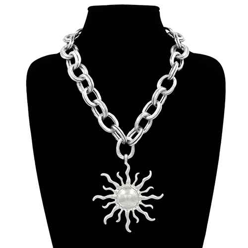Radiant Sun Burst Charm Pendant Necklace