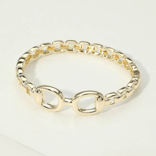 14K Gold Plated Interlock Bangle Bracelet