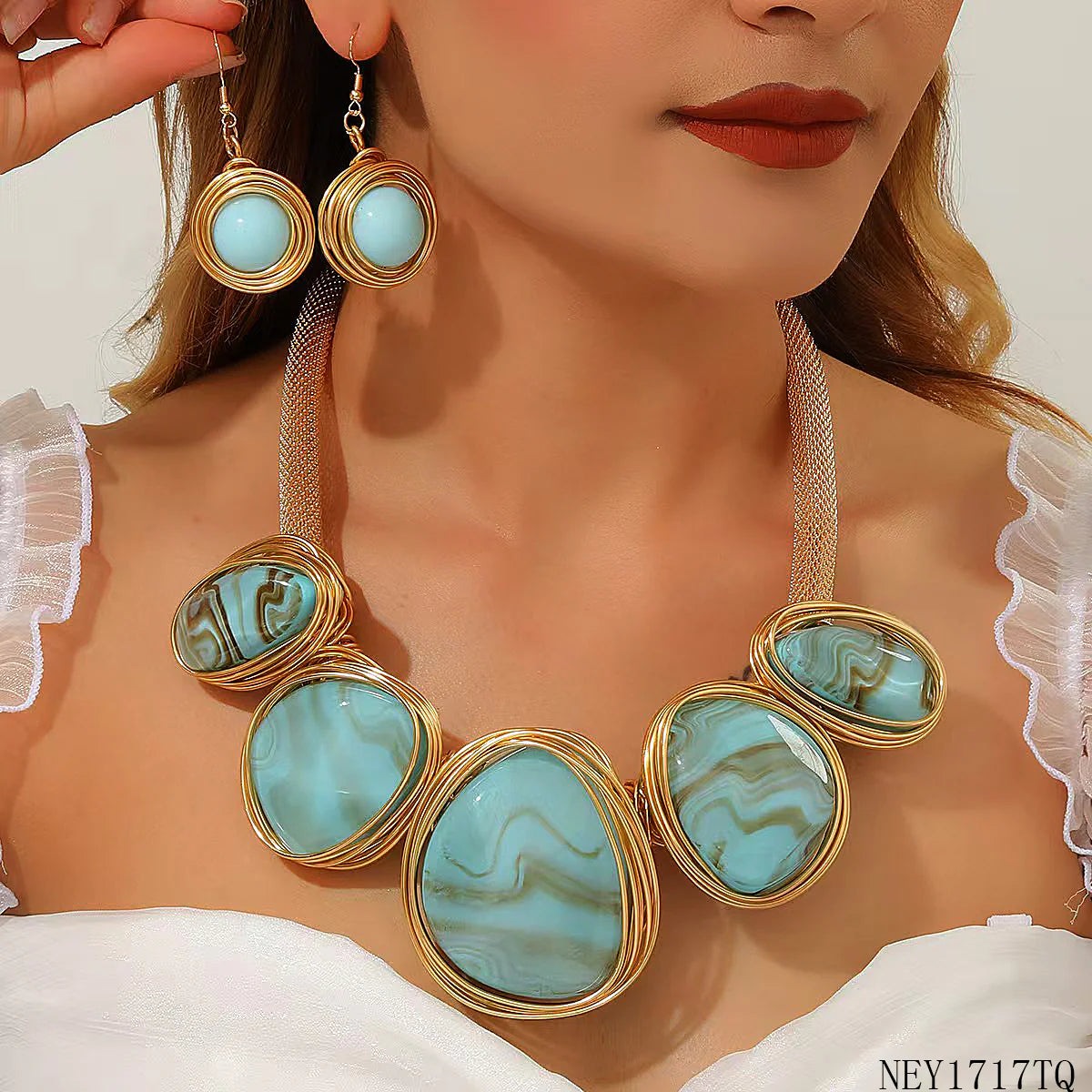 Turquoise Stone Statement Necklace