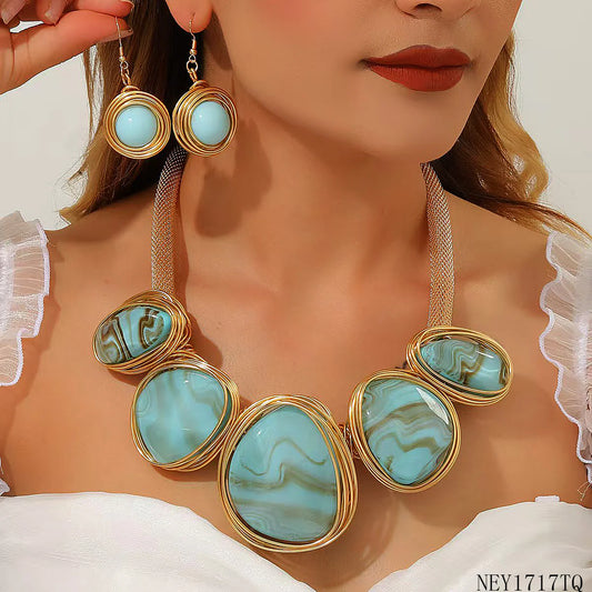 Turquoise Stone Statement Necklace