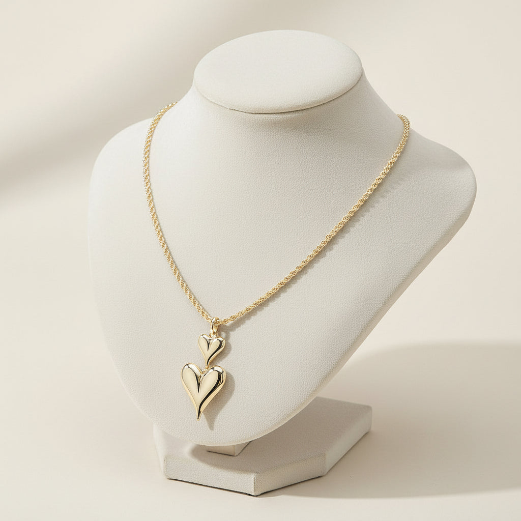 Double Heart Pendant Necklace