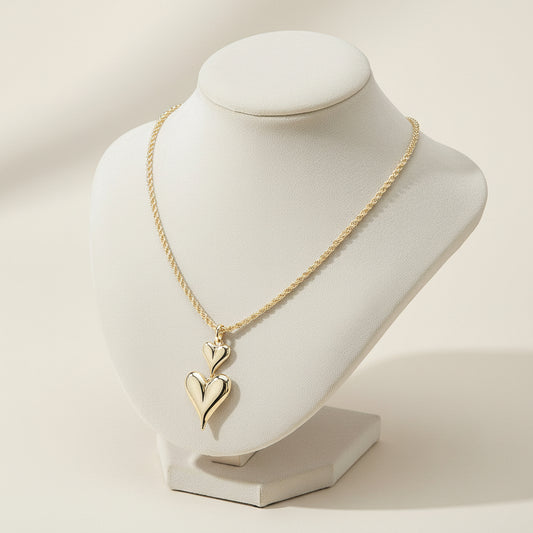 Double Heart Pendant Necklace