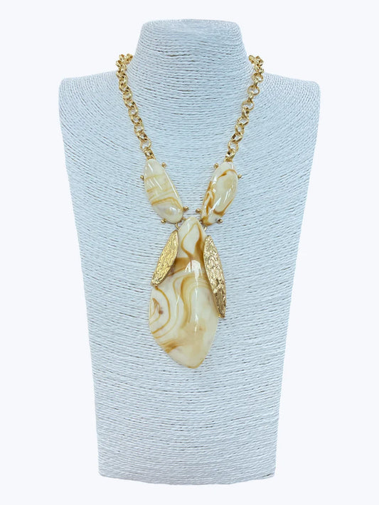 Geometric Stone Pendant Necklace, Caramel Swirl