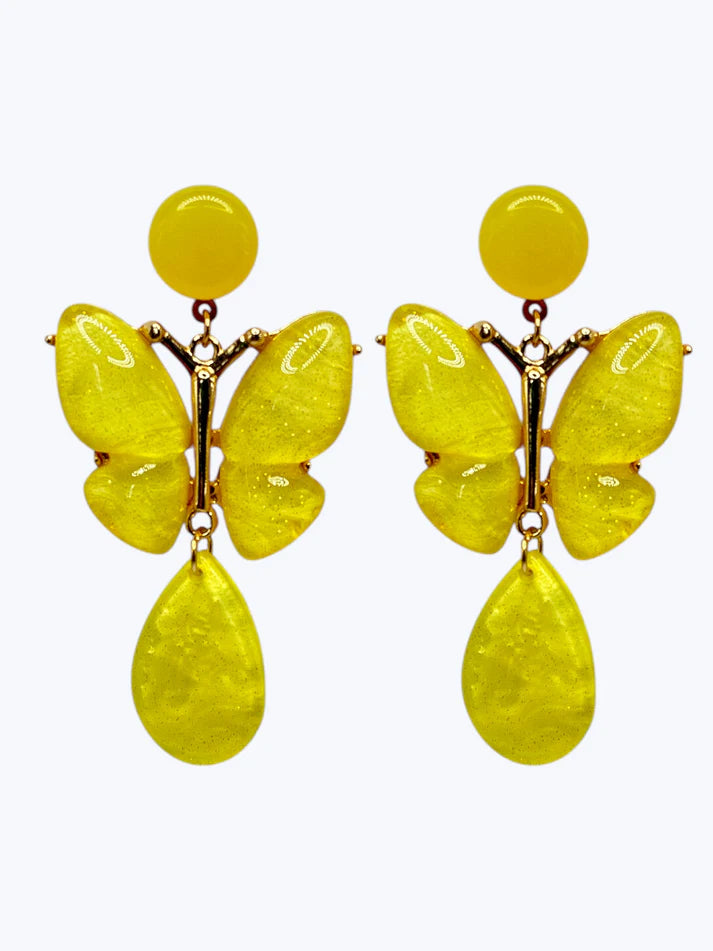 Butterfly Earrings, Yellow