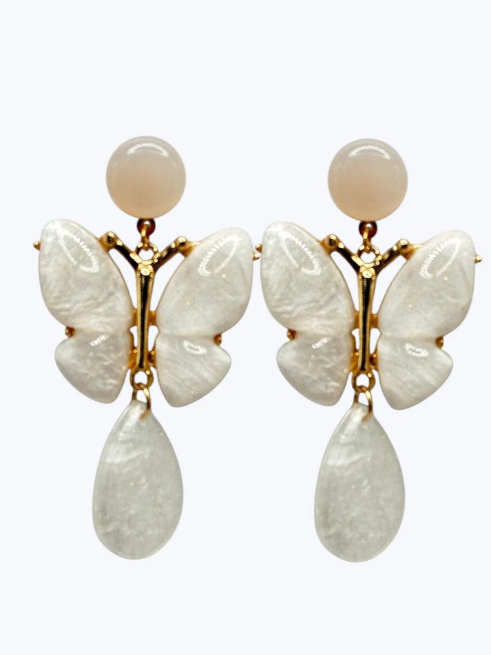 Butterfly Earrings, White