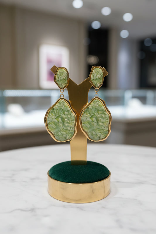Green Statement Earrings