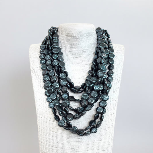 Black Pearl Bib Necklace