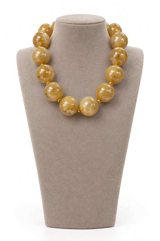 Chunky Beaded Necklace, Beige