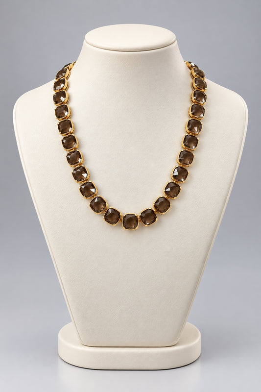Brown Oval Crystal Stone Necklace