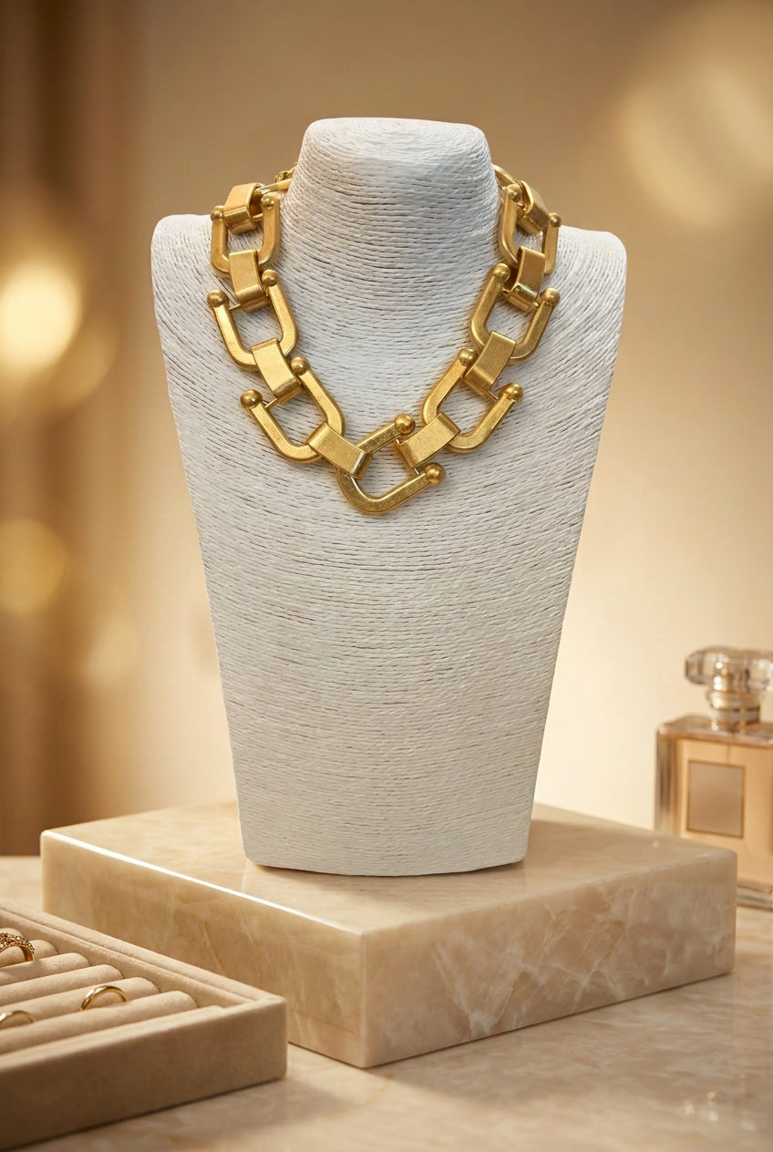 Bold Geometric U-Link Chain Necklace