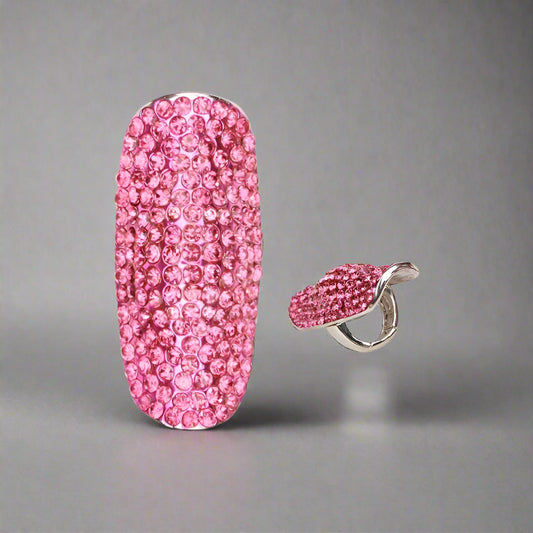 Stretch Ring Rhinestones Pink