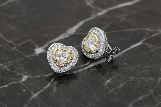 CZ Stone Heart Earrings