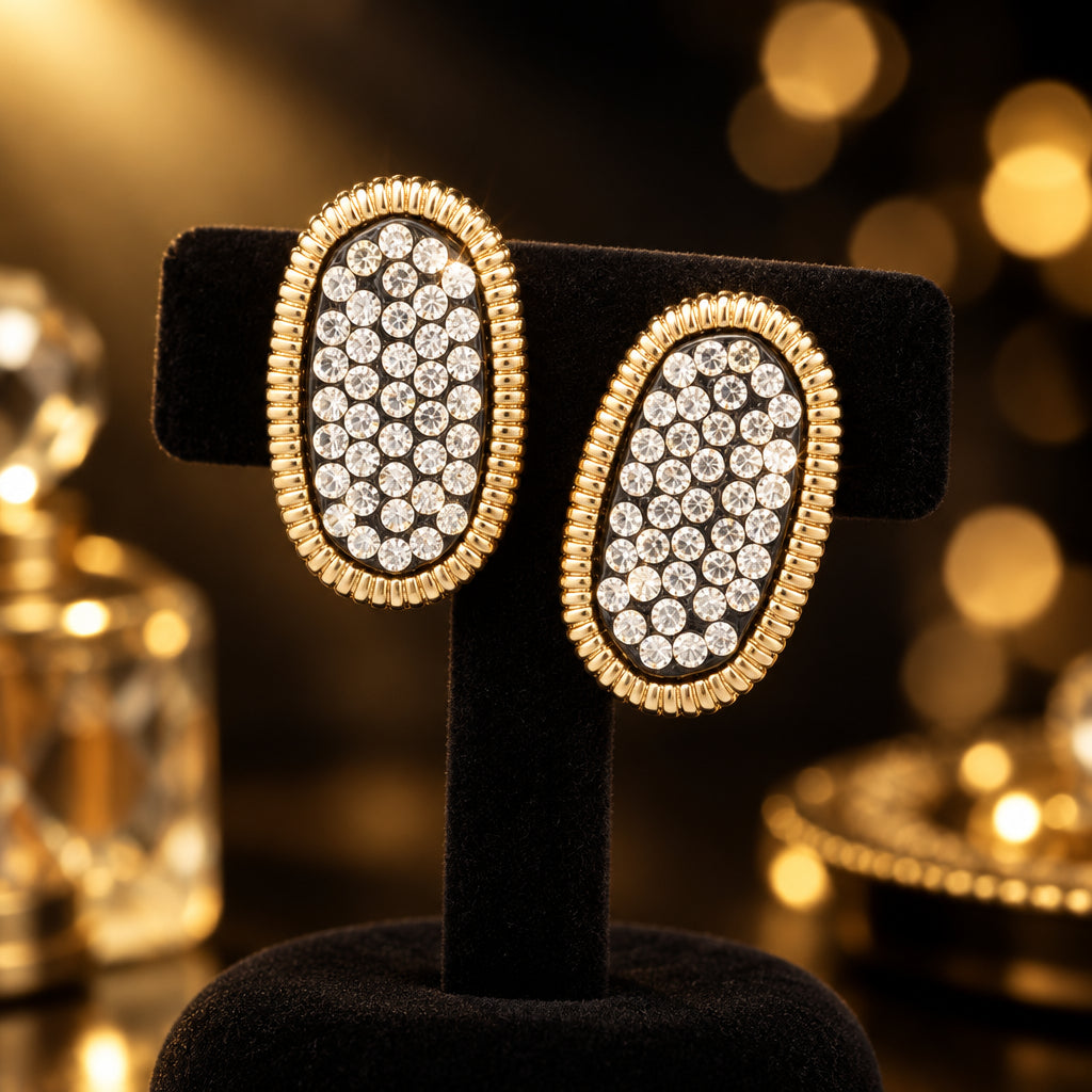 14K Gold Plated Oval Stud Earrings