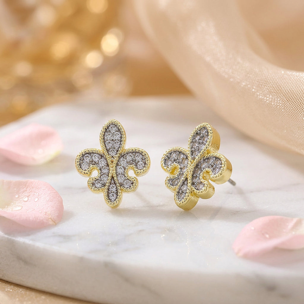 14K GOLD PLATED FLEUR DE LIS EARRINGS