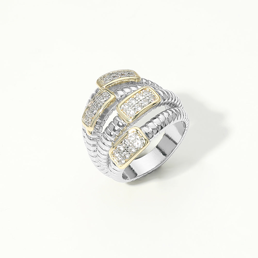 Two-Tone CZ Stone Ring