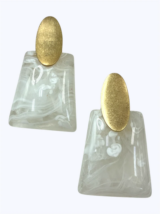 Acrylic Gold White Earrings