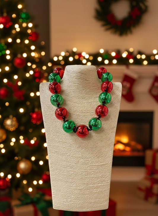Festive Chunky Red and Green Necklace