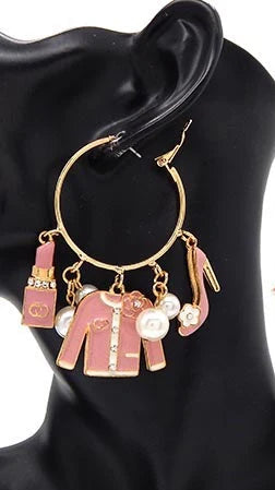 CHARM EARRINGS GOLD PINK