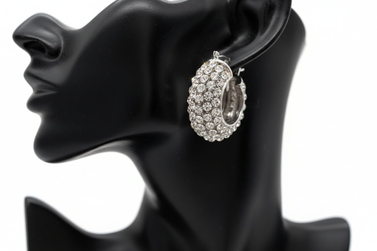 Chunky Textured Earrings, Silver