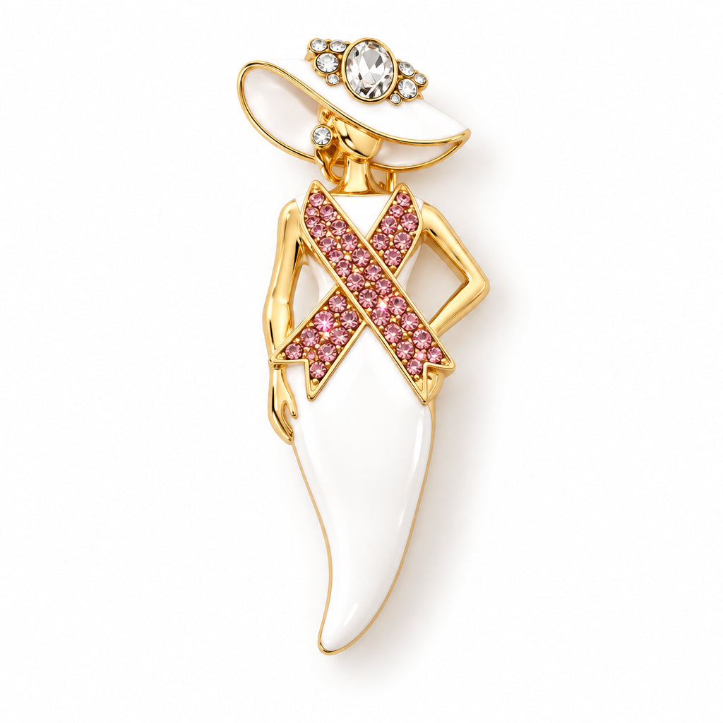 Lady Pink Ribbon Brooch