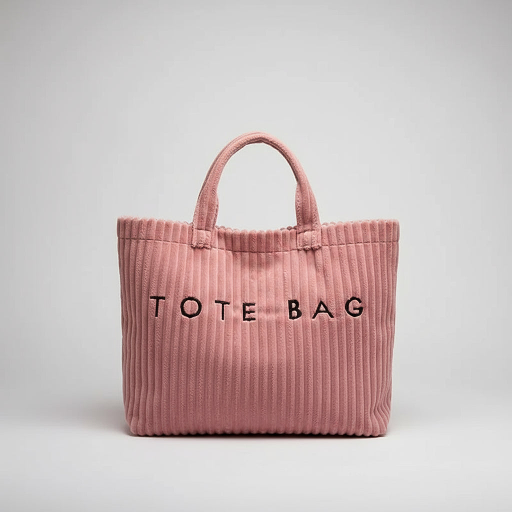 Pink Corduroy Tote Bag