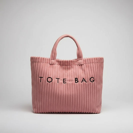 Pink Corduroy Tote Bag