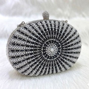 Rhinestones and Lustrous Pearl Clutch