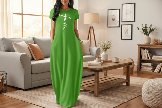 Faith Short Sleeve Maxi Dress, Lime