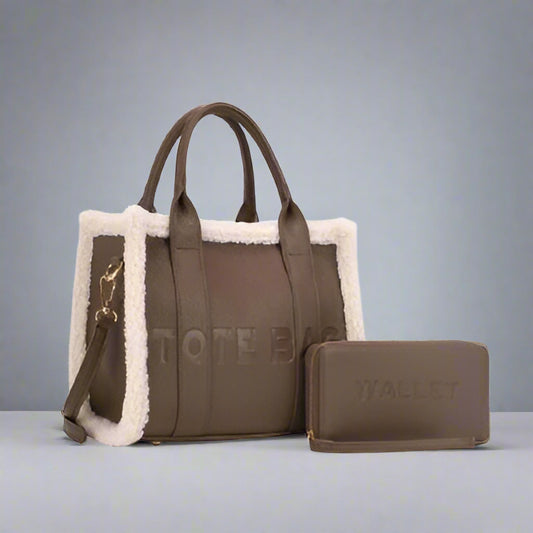Tote Bag w/Wallet, Stone