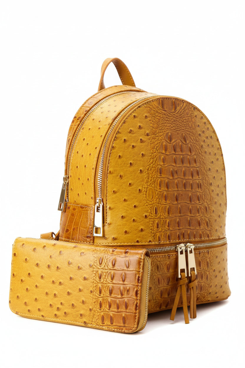 Backpack and Wallet Set, Mustard